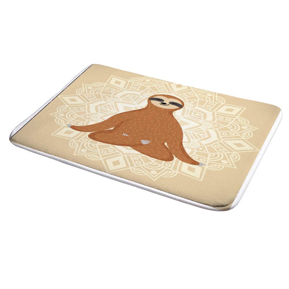 Non-Slip Bath Rug - Soft Microfiber Velvet Bath Mat with Cute Sloth Design, Absorbent Shower Carpet for Bathroom, Yoga & Entryway (31x20 Inches) - Perfect for Wet Floors, Front Door & Home Decor