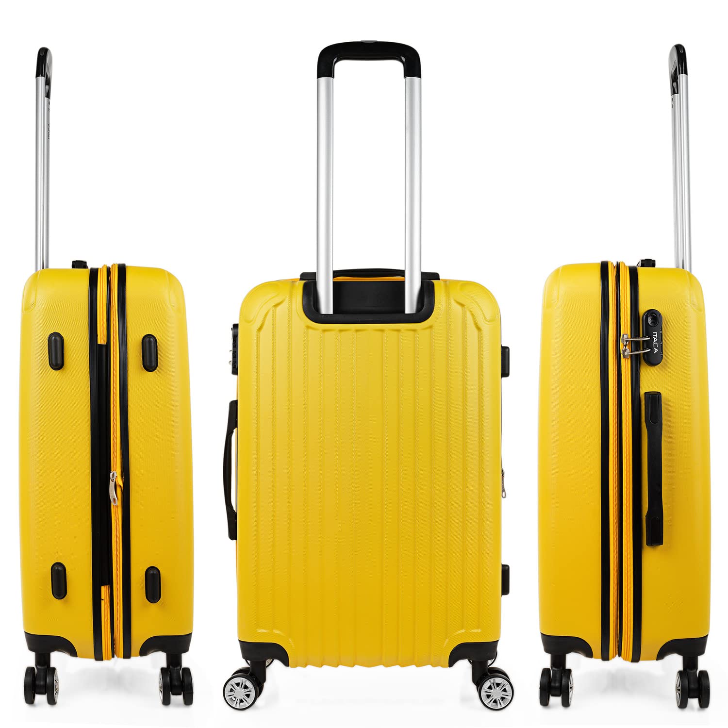 3-Piece Yellow Luggage Set - Lightweight & Durable Suitcases for Travel, Vacation & Business Trips