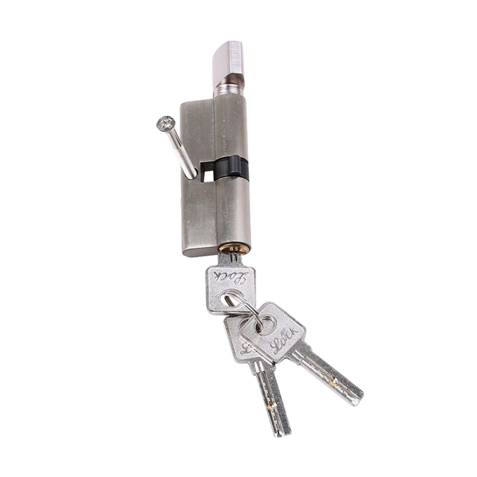 High Security AB Key Cylinder Lock - Anti-Theft Brass Door Lock with Copper Core for Wooden/Aluminum Gates & Doors (Silver) | Ideal for Bedroom, Garden Gate & Home Security