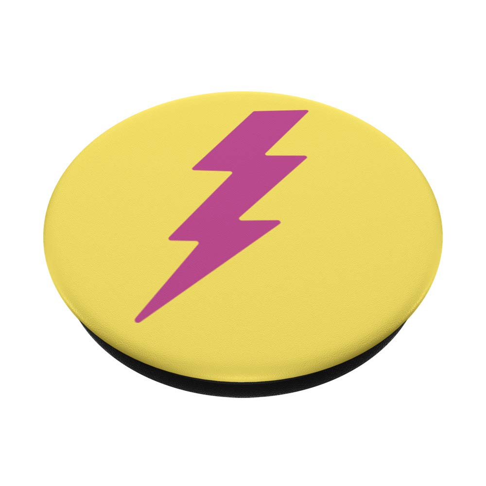 Cool Pink & Yellow Lightning Bolt PopSockets PopGrip - Swappable Phone & Tablet Grip for Kids | Perfect Gift for Girls & Boys | Ideal for School, Travel & Everyday Use