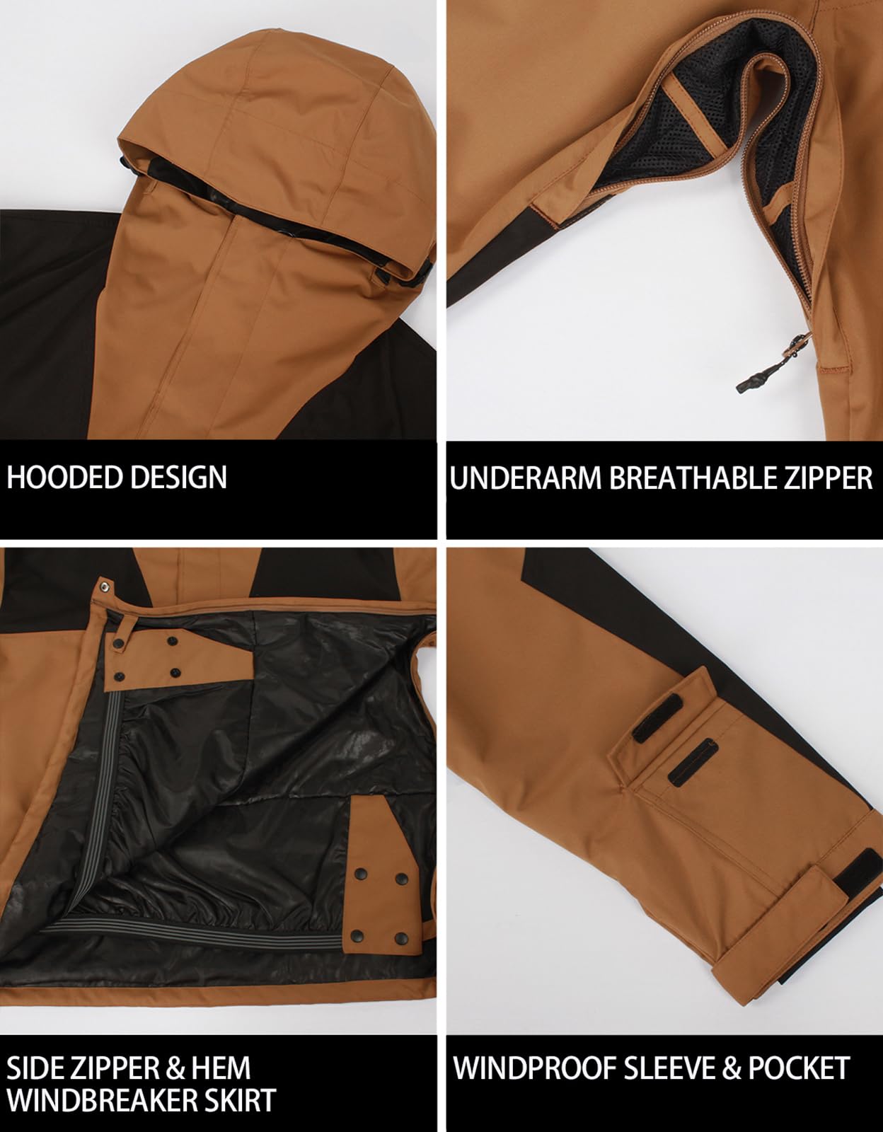 Men's Waterproof Windproof Snowboard Jacket - Ski Pullover Coat for Winter Sports - Warm Insulated Snowboarding Jacket for Skiing, Snowboarding & Outdoor Adventures