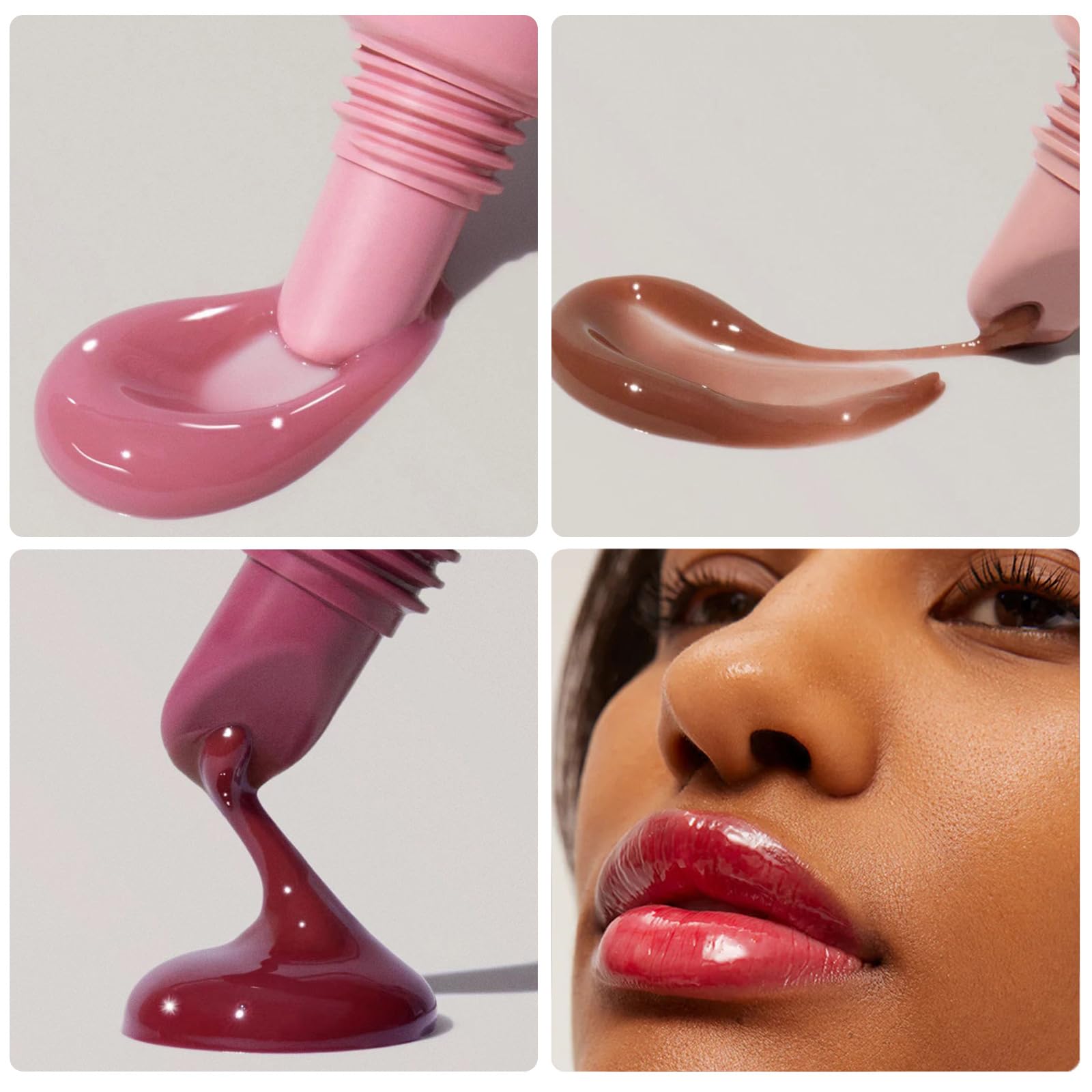Mirror Glitter Plumping Lip Gloss - 3 Colors Hydrating Lip Tint & Jelly Tint Liquid Lipstick for Women & Girls, Long-Lasting Non-Sticky Lip Oil - Perfect for Daily Wear, Parties & Special Occasions