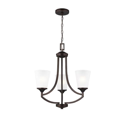Generation Lighting 3-Light Hanford Transitional Chandelier in Bronze (3124503-710) - Modern Ceiling Light Fixture for Dining Room, Living Room Decor - Compatible with Standard & LED Bulbs - Perfect for Home Lighting, Interior Design & Ambiance Creation