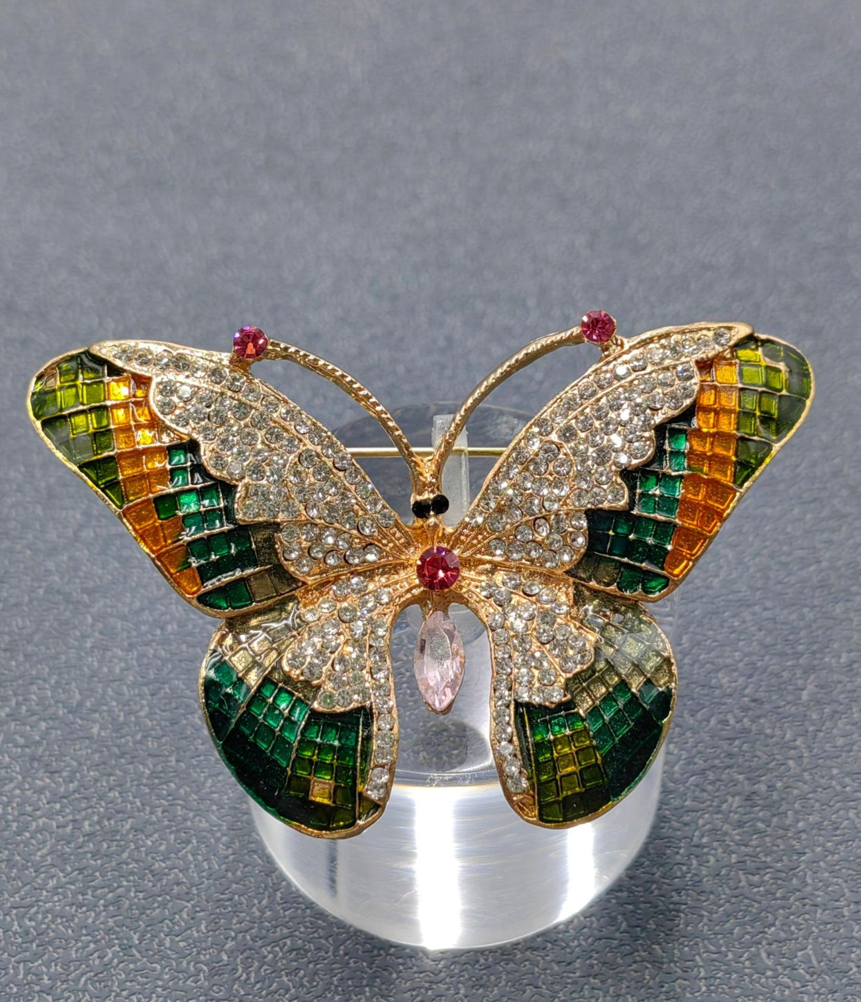 Elegant Butterfly Rhinestone Enamel Brooch Pin - Vintage Style Jewelry for Women, Perfect for Dresses, Blazers, Scarves & Special Occasions