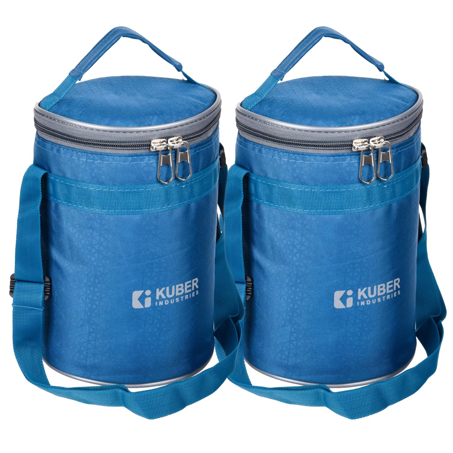Kuber Industries Insulated Lunch Bag for Office & College - Reusable Lunch Tote with Handle for Adults - Pack of 2 in Sky Blue - Perfect for Work, School & Picnics