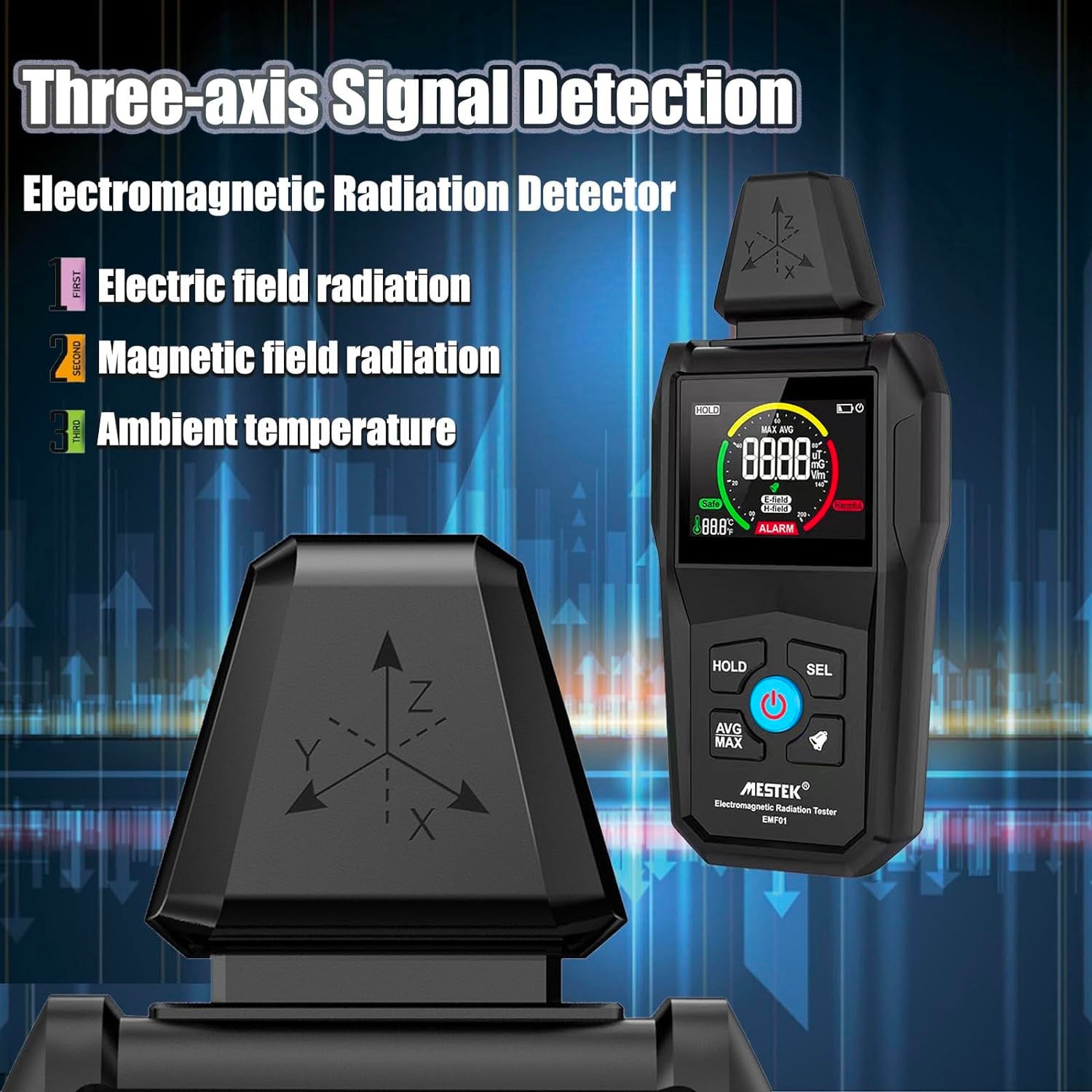 EMF Meter - Digital Electromagnetic Radiation Detector for Home, Office & Travel - Measure EMF/RF Fields from Cell Phones, WiFi & Appliances