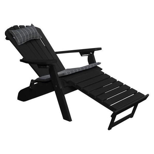 A&L Furniture Poly Folding Reclining Adirondack Chair with Pullout Ottoman - Outdoor Patio, Poolside, Garden, and Deck Relaxation Chair