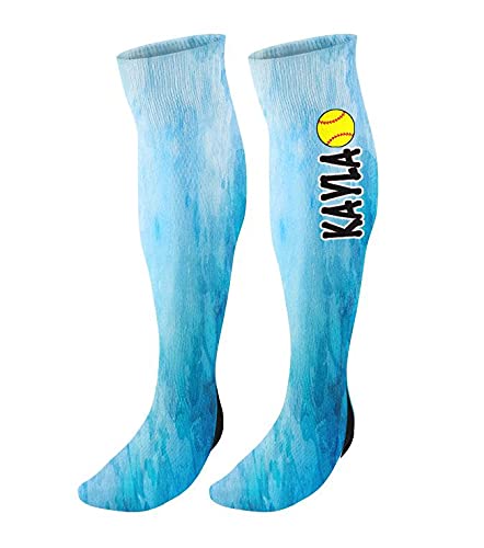 Custom Personalized Softball Knee High Socks with Name or Team - Watercolor Design Sports Socks for Players, Fans & Gifts - Perfect for Games, Practice & Team Spirit