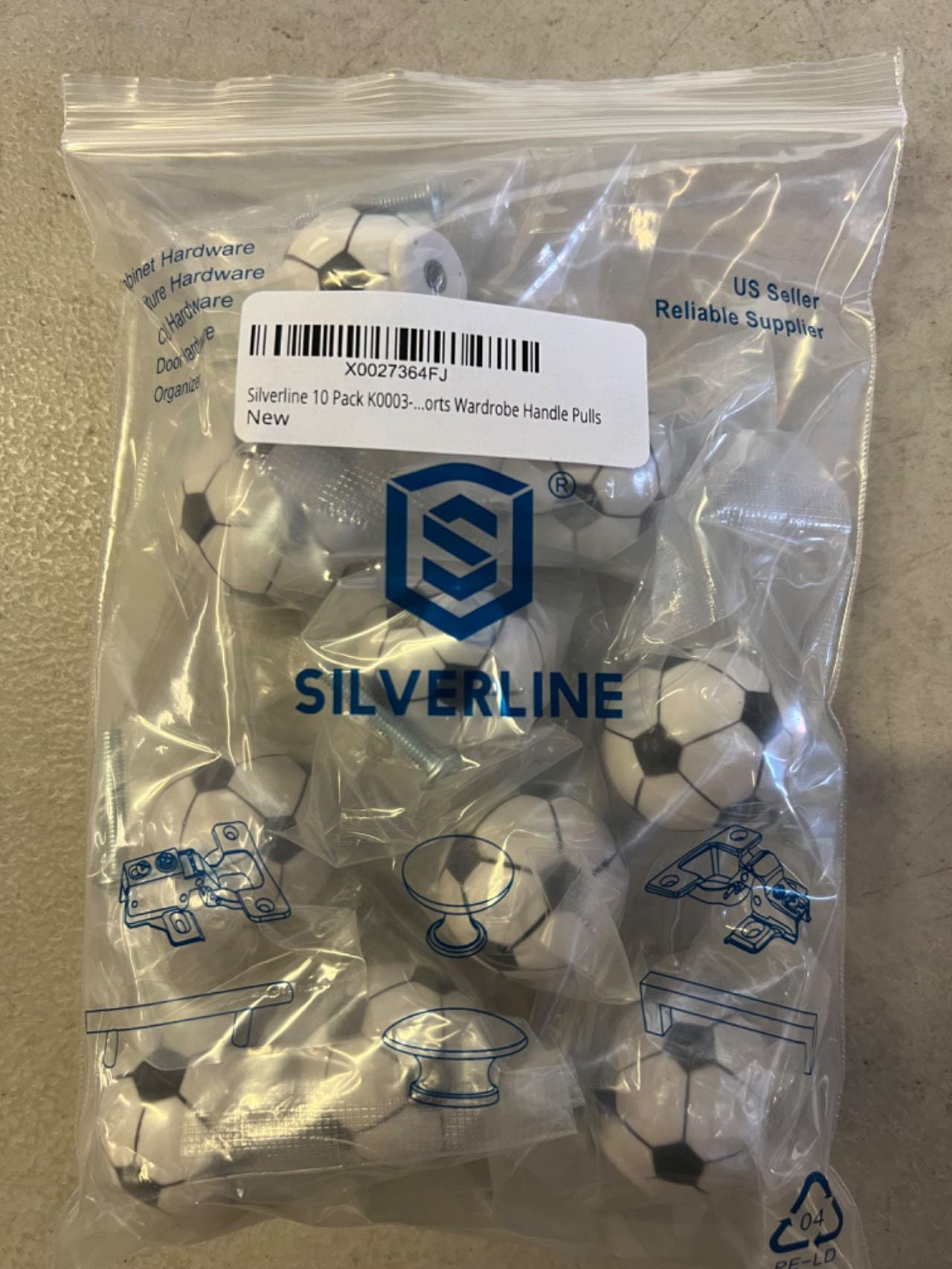 Silverline 10-Pack Soccer Ball Drawer Knobs - K0003-S Cabinet Hardware for Dresser, Wardrobe & Furniture Pulls - Perfect for Kids' Room, Sports Themed Decor & DIY Home Improvement Projects