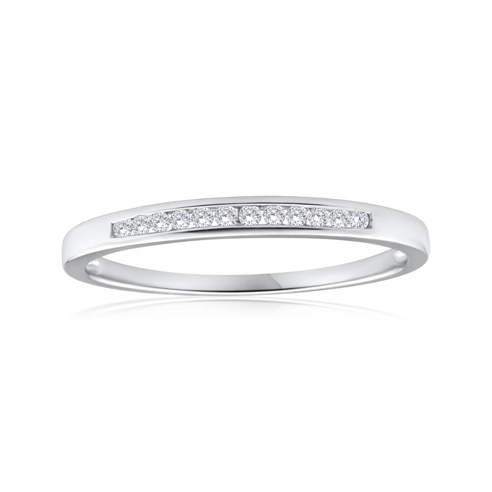 9ct White Gold Diamond Ring Set with 12 Brilliant Diamonds - Elegant Wedding & Engagement Jewelry for Women - Perfect for Proposals, Anniversaries & Special Occasions