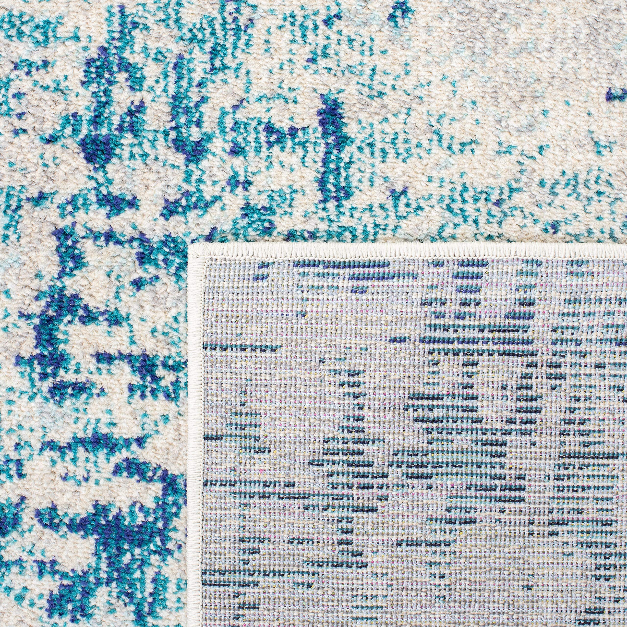SAFAVIEH Madison Collection 9' x 12' Ivory & Turquoise Modern Abstract Area Rug - Non-Shedding, Stain Resistant Living Room & Bedroom Carpet for Home Decor (MAD471A) | Perfect for Boho Chic, Contemporary Spaces & High Traffic Areas