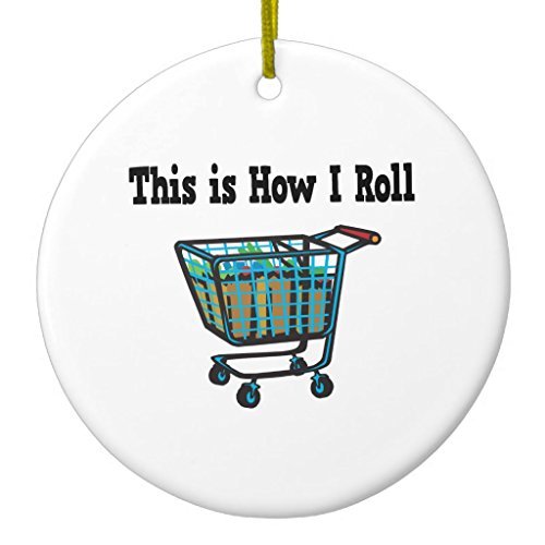 Fhdang Christmas Ceramic Ornament - Shopping Cart Hanging Decor for Holiday Tree