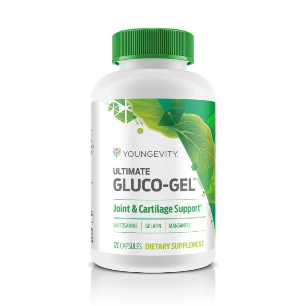 Youngevity Ultimate Gluco-Gel Supplement for Joint, Tendon, Bone & Cartilage Support | Glucosamine, Gelatin & Manganese Formula | 120 Capsules per Bottle | Supports Mobility & Flexibility for Active Lifestyles, Sports & Daily Activities