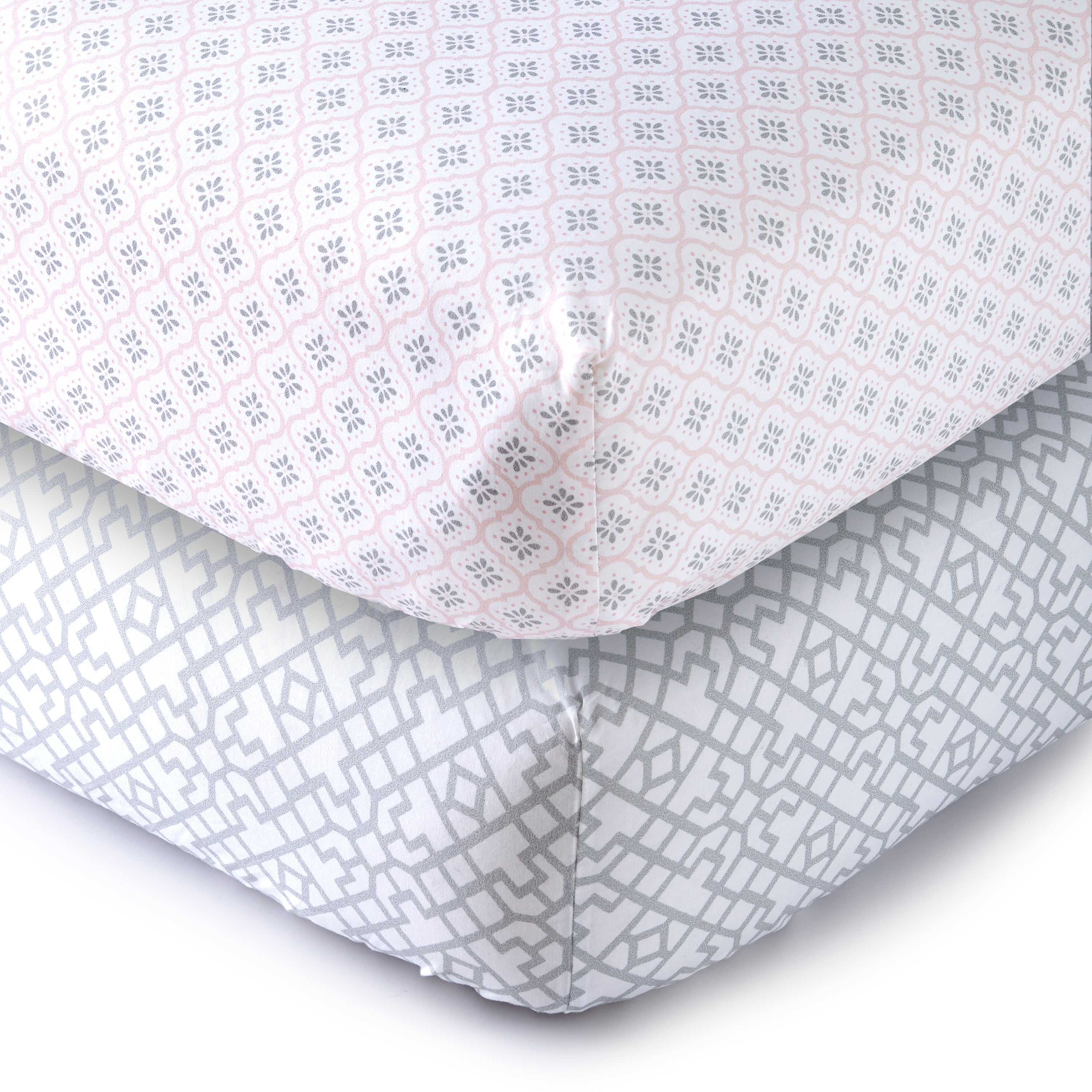 Elise Cotton Crib Fitted Sheet Set of 2 - Soft Baby Crib Sheets for Boys & Girls - Perfect for Nursery, Daycare & Travel - 100% Breathable Cotton Crib Sheets (Set of 2)