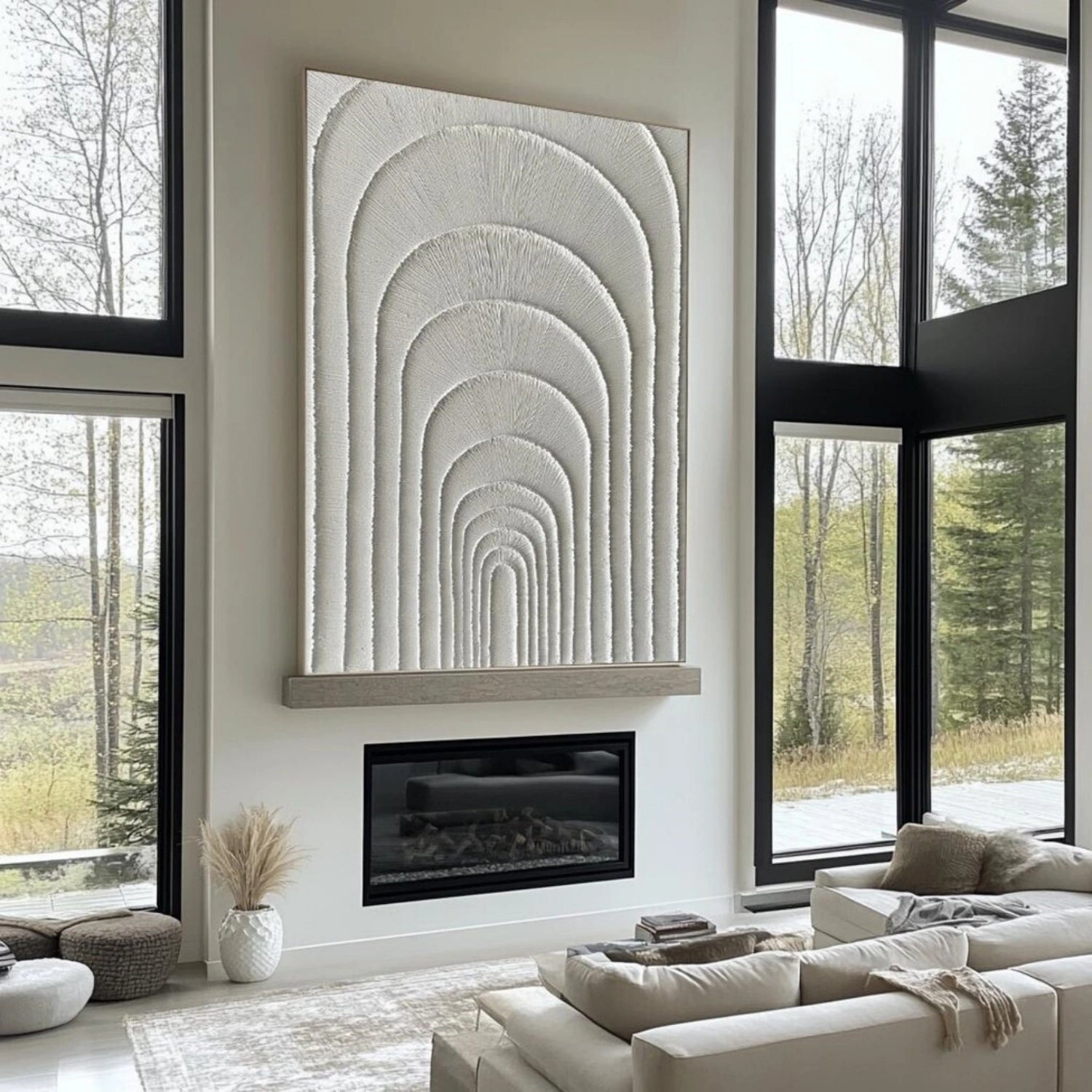 White Plaster Art Minimalist Textured Paintings Canvas Wall Decor #MM315 - Perfect for Modern Living Room, Bedroom & Office Decor
