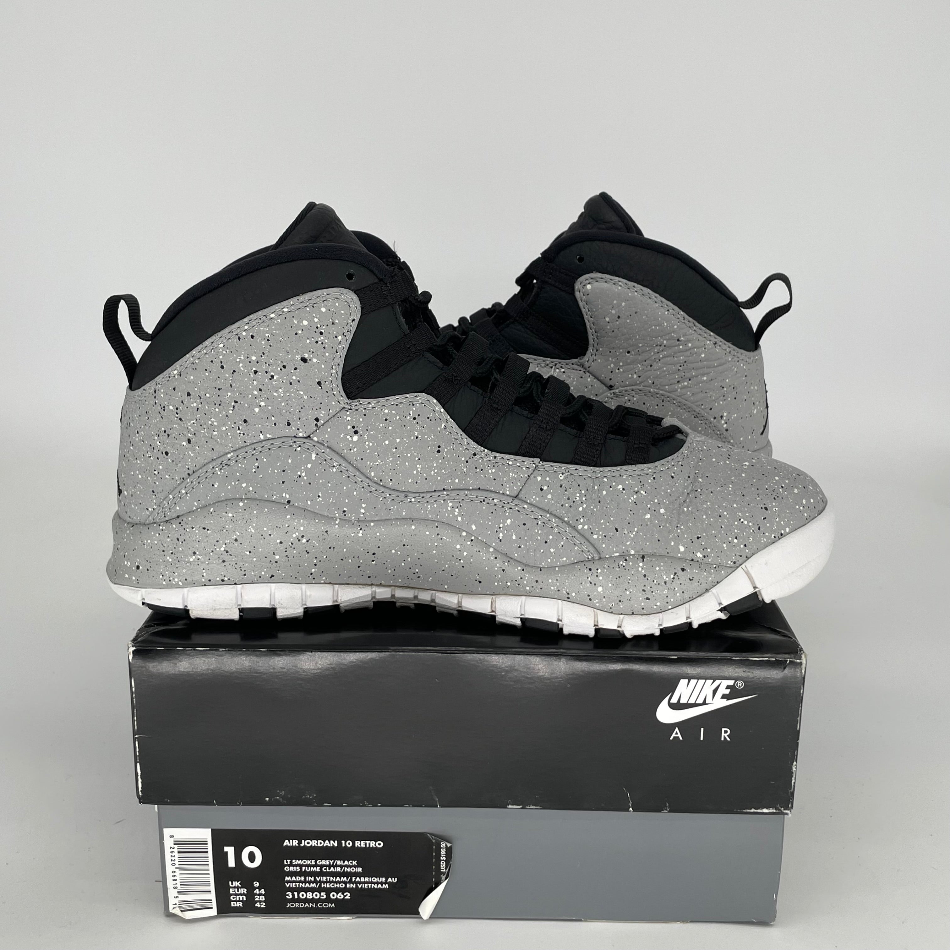 AIR JORDAN 10 Retro Men's Basketball Shoes - Light Smoke Grey/White (Size 10) 310805-062 | Official Nike Release | Perfect for Streetwear & Court Performance