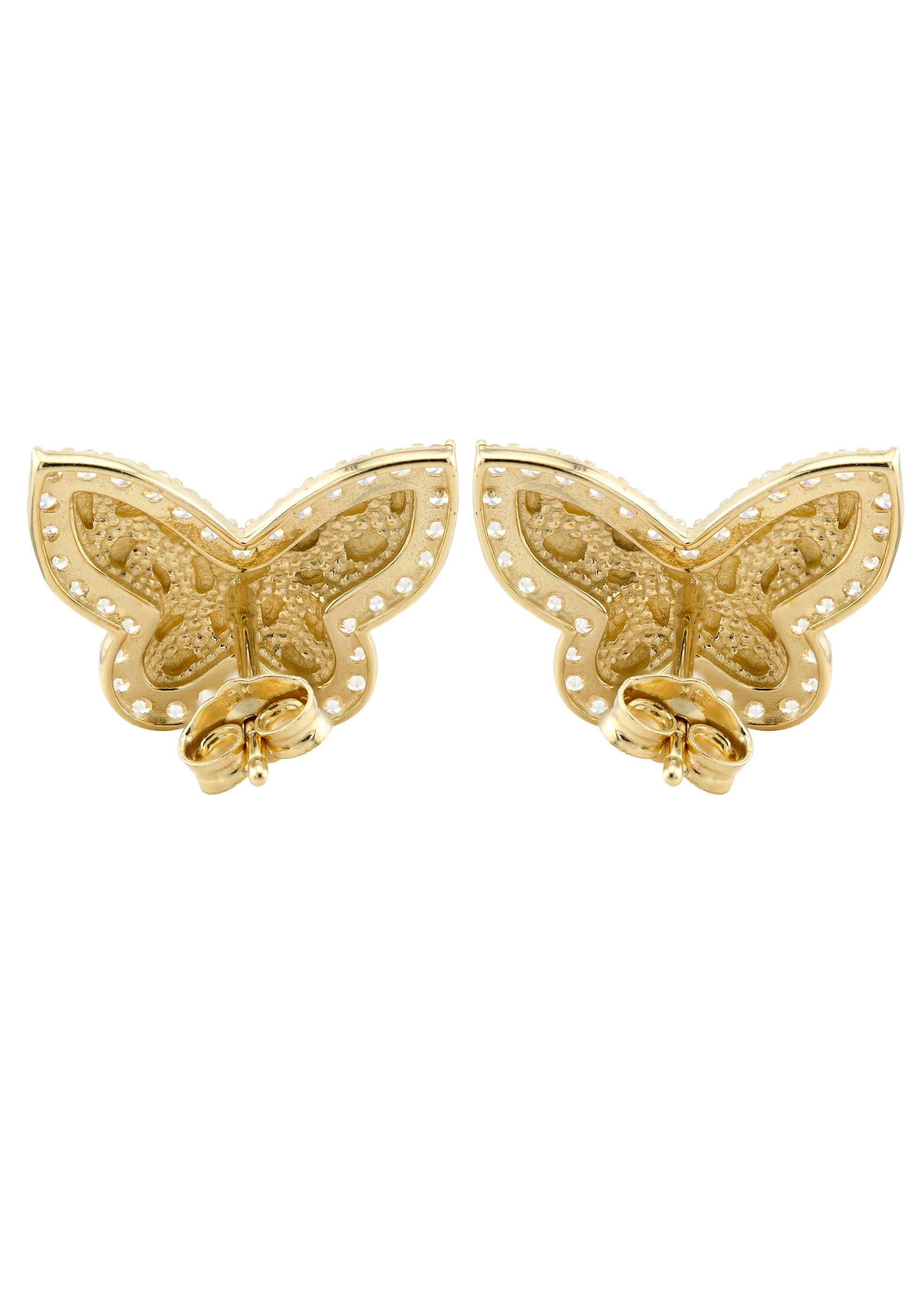 10K Gold Butterfly Nugget Earrings - 0.6 Inch Wide Dainty Stud Earrings for Women | Hypoallergenic & Tarnish-Resistant | Perfect for Everyday Wear, Gifts & Special Occasions