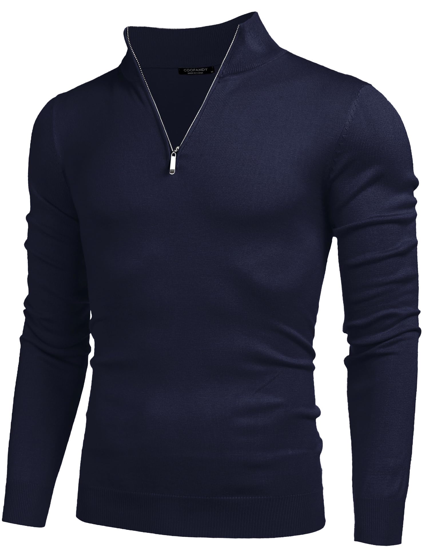COOFANDY Men's Slim Fit Lightweight Quarter Zip Sweater - Mock Neck Pullover Casual Knit Top for Fall & Winter | Office, Travel, Outdoor Activities