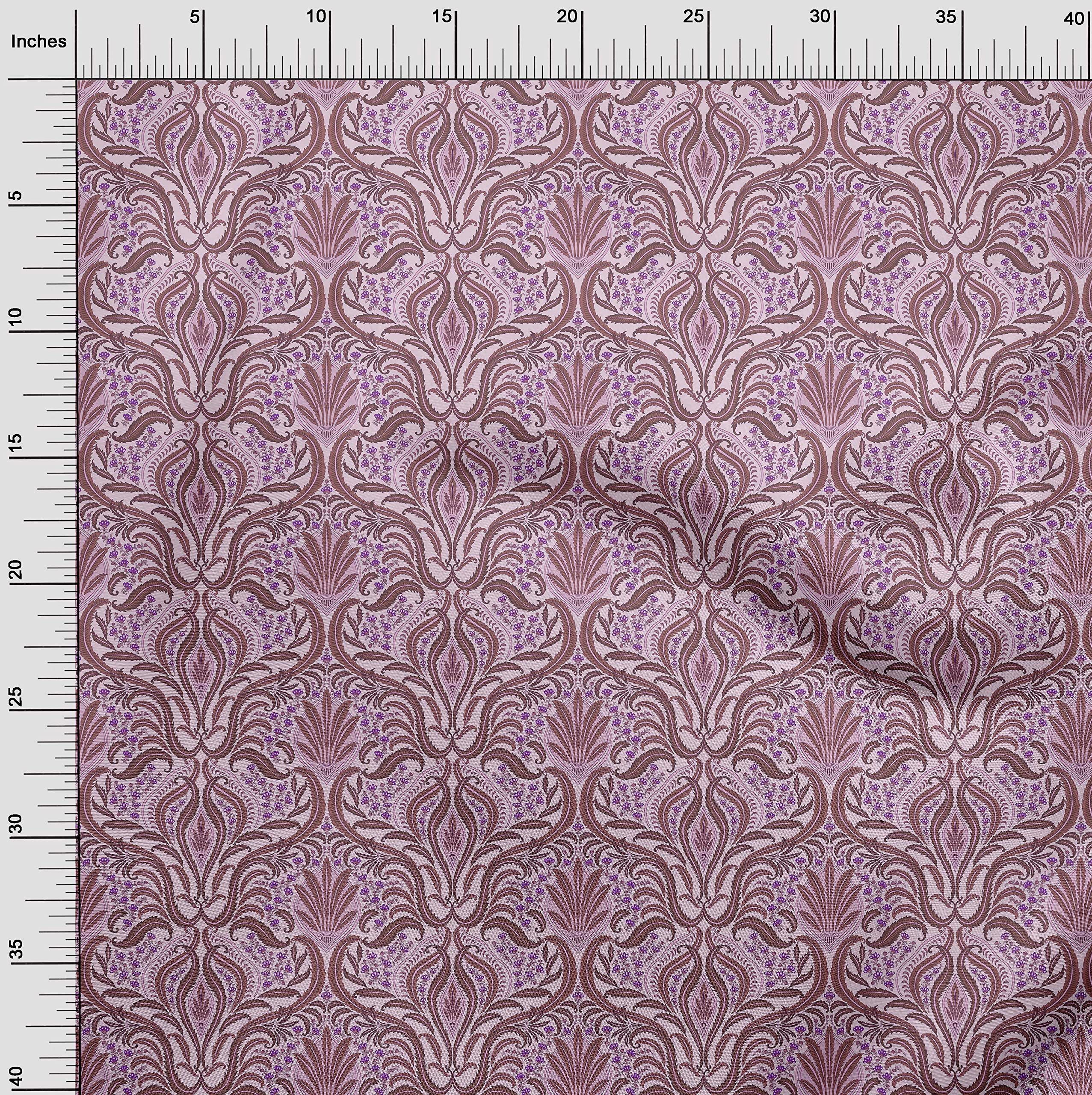 oneOone 100% Cotton Jersey Pink Asian Traditional Floral Print Fabric by The Yard - 58 Inch Wide Soft Knit Material for DIY Dresses, Skirts & Home Decor Projects
