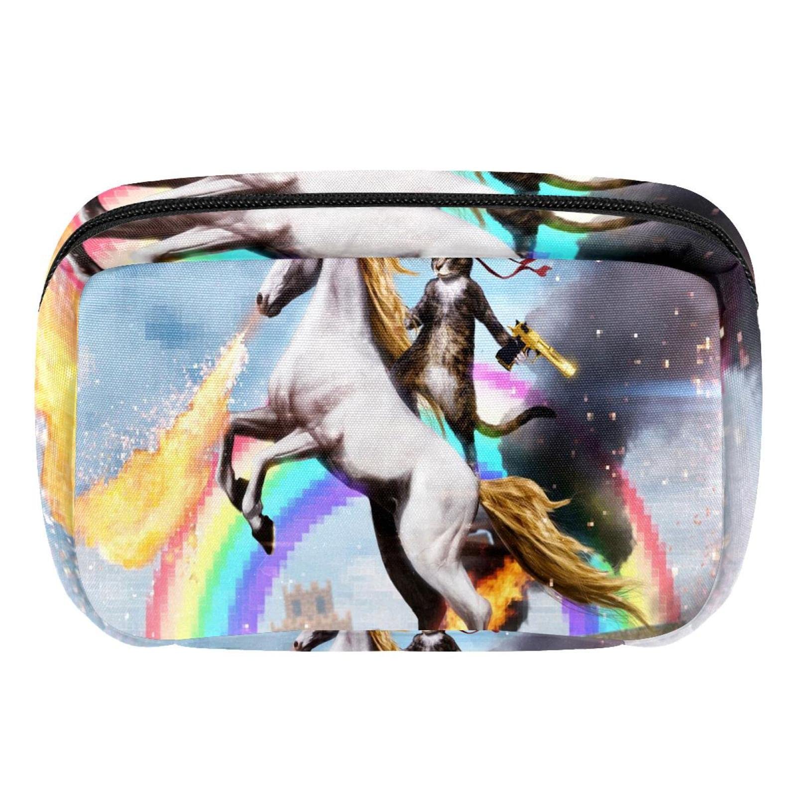 Fantasy Cat Riding Unicorn Makeup Bag - Waterproof Travel Toiletry Organizer for Women & Girls | Perfect for Cosmetics, Brushes, Skincare Essentials