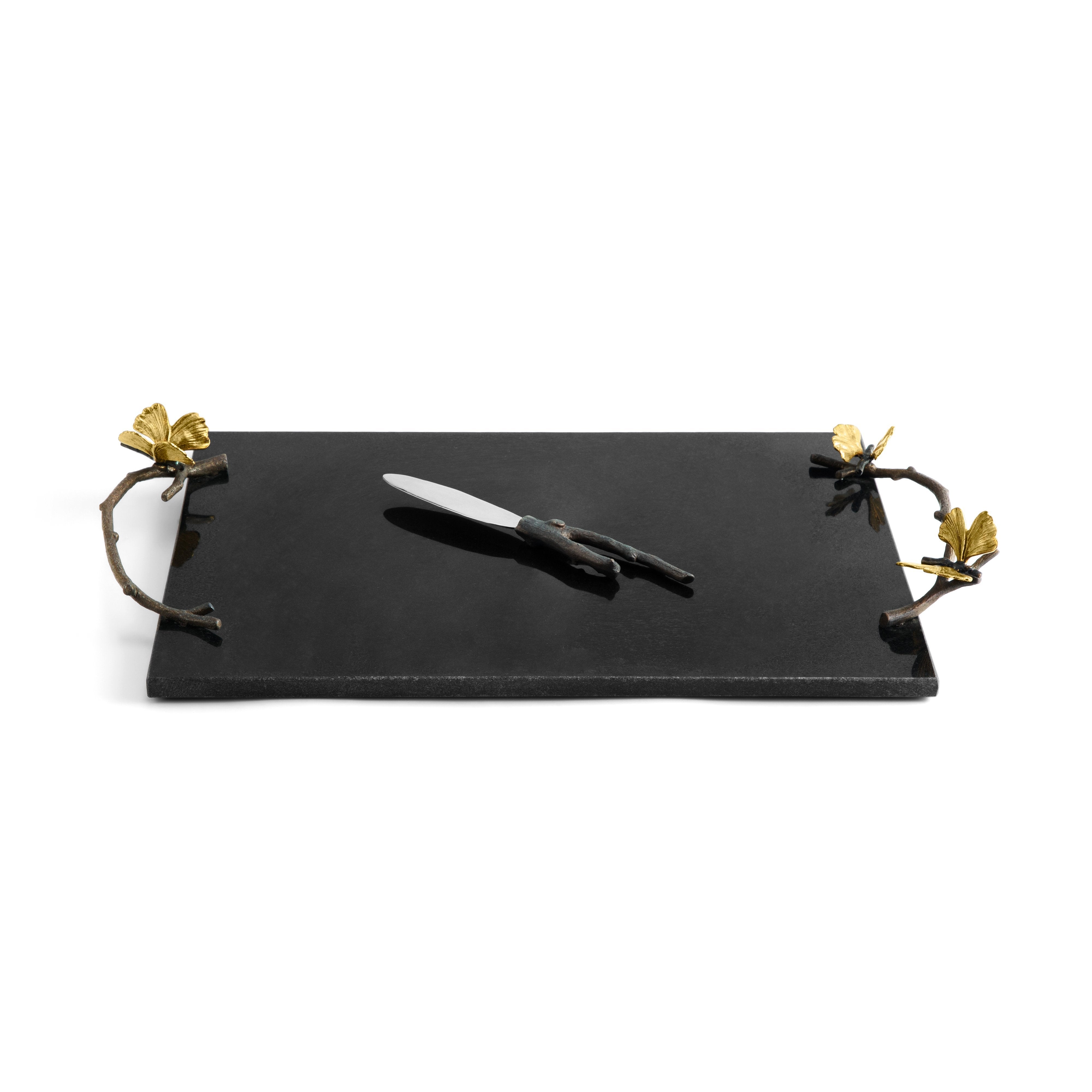Butterfly Ginkgo Cheese Board with Knife Set - Elegant Wooden Charcuterie Serving Tray for Wine Parties, Picnics & Home Entertaining