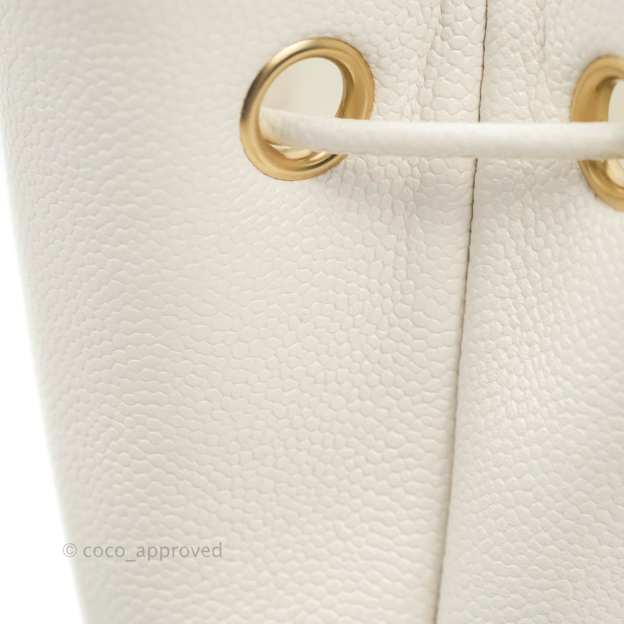 Chanel Business Affinity Drawstring Bucket Bag in White Caviar Leather with Gold Hardware - Perfect for Work, Travel & Everyday Luxury