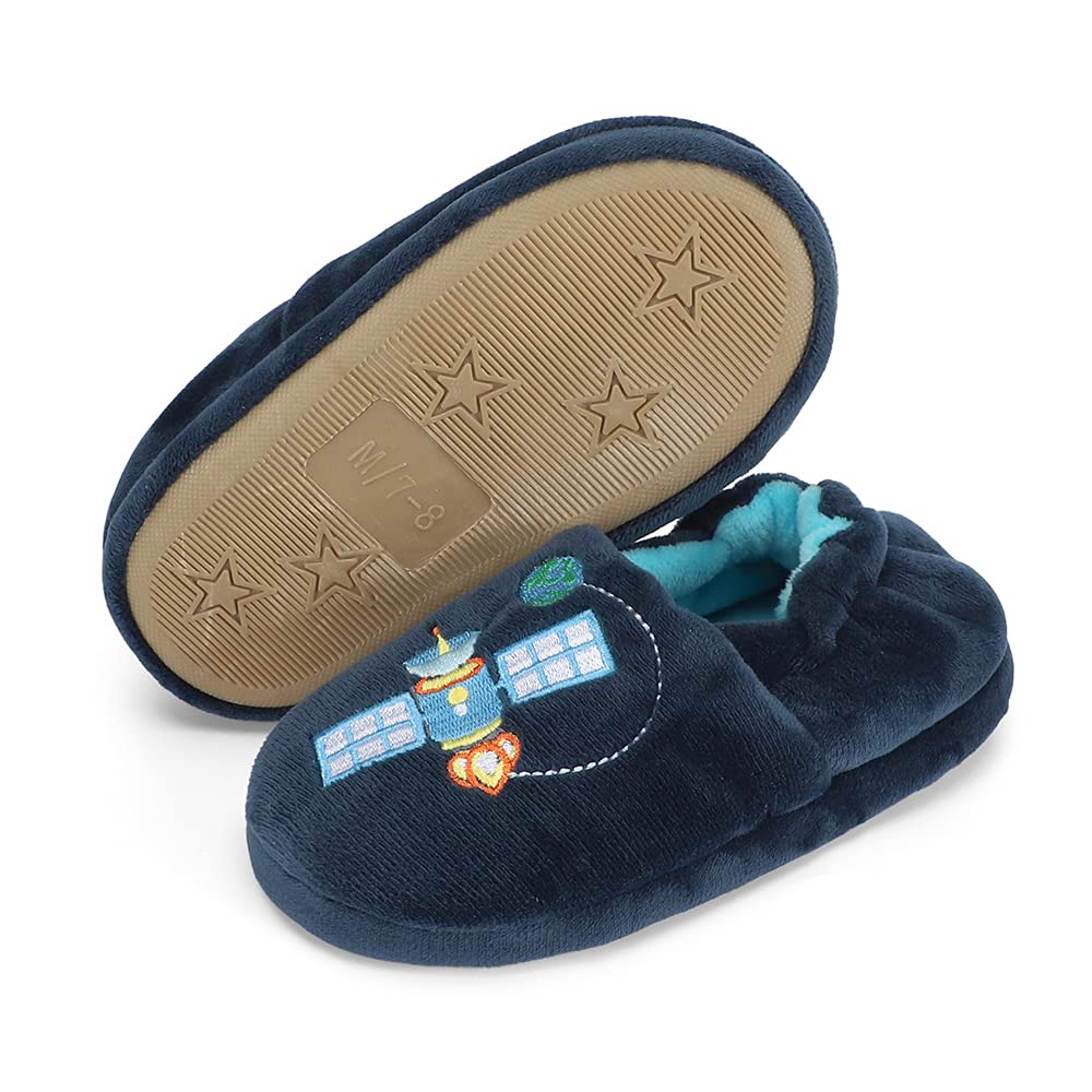 ESTAMICO Premium Soft Plush Slippers for Toddler Boys - Cartoon Animal Warm Winter House Shoes for Kids - Cozy Indoor Footwear for Playtime & Bedtime
