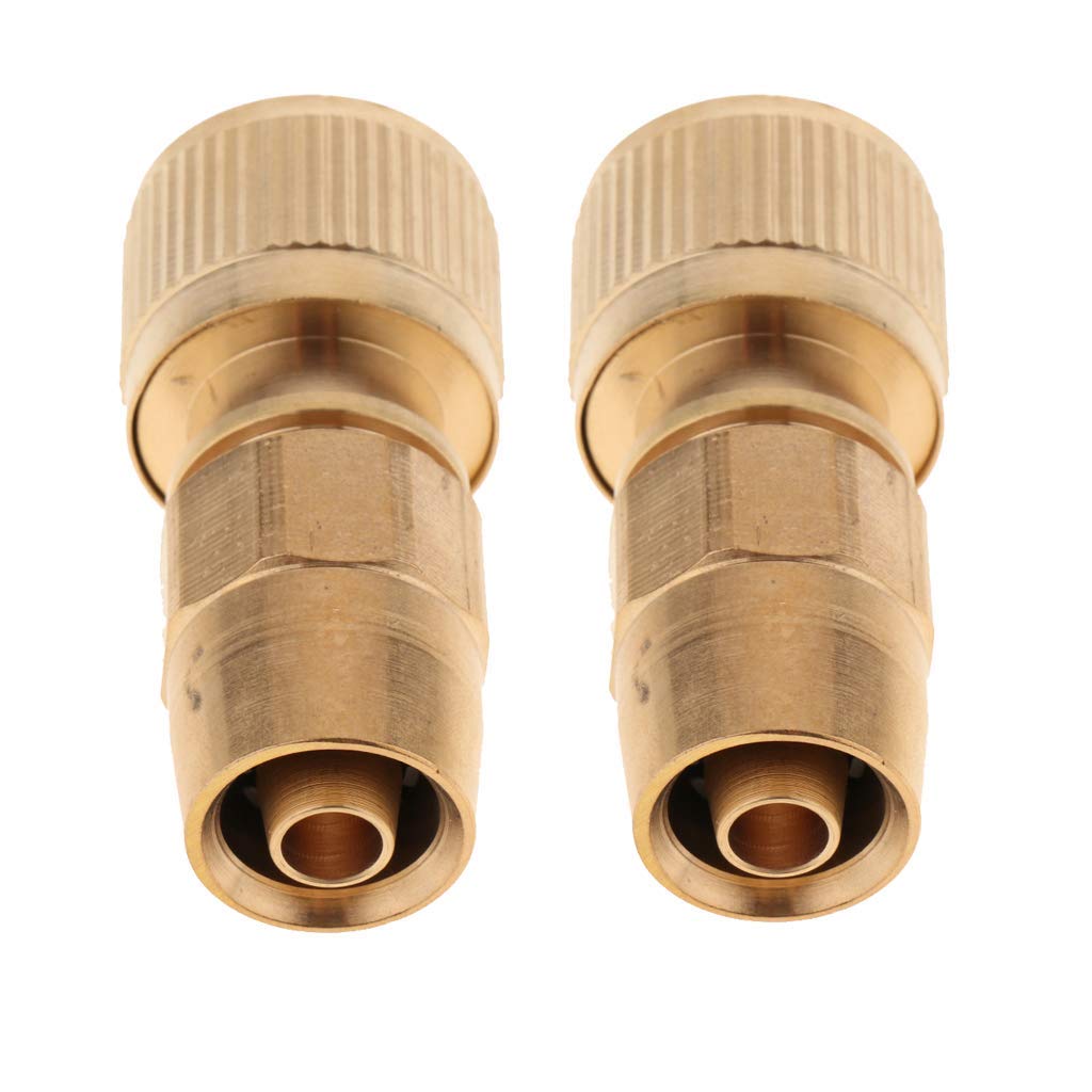 2-Pack Brass Garden Hose Quick Connect Adapters - Expandable & Standard Hose Repair Fittings for Outdoor Watering, Sprinklers & Irrigation Systems