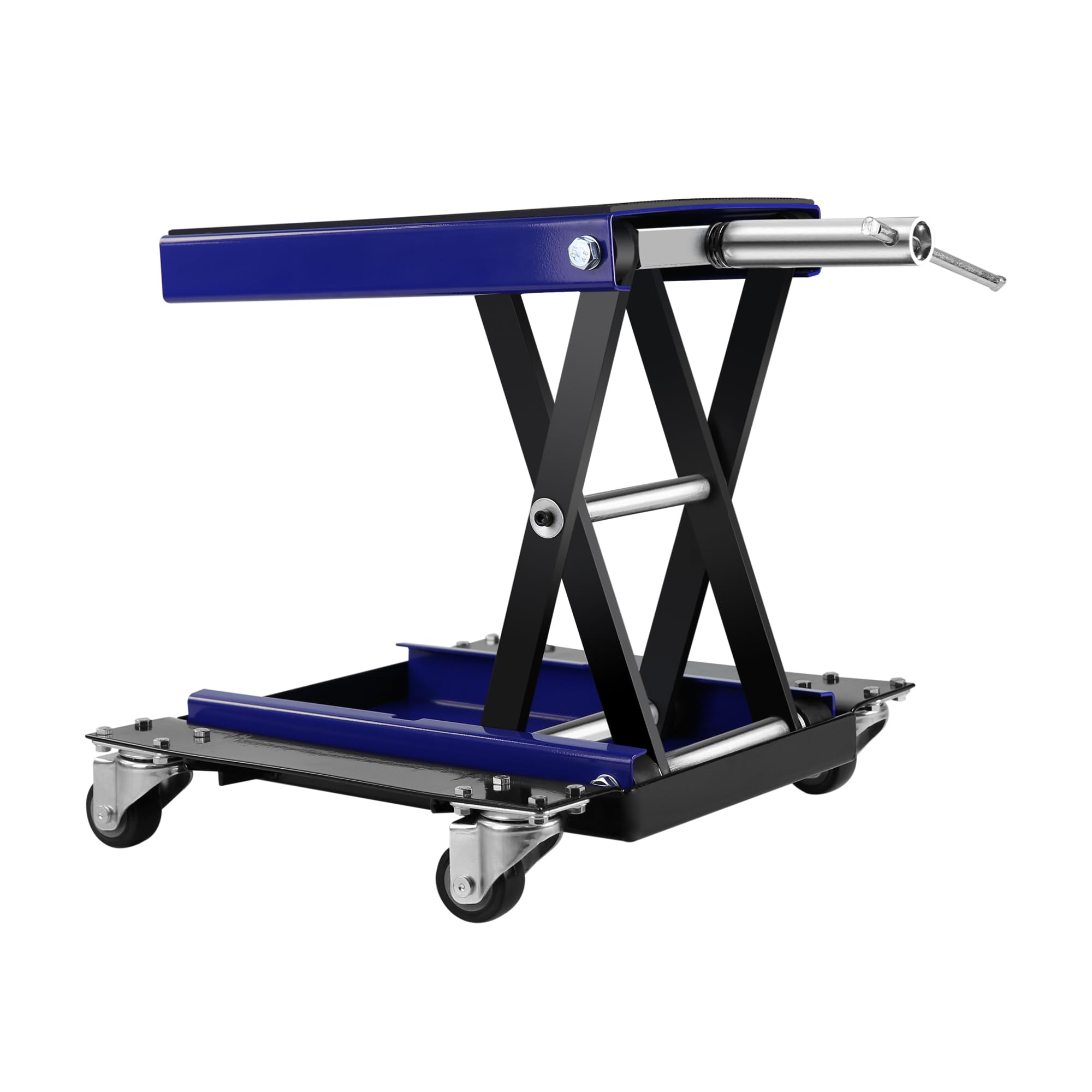1100 LB Heavy Duty Motorcycle Scissor Lift Jack with Wide Deck & Dolly - Professional Bike Lift for Street Bikes, Cruisers & Touring Motorcycles - Perfect for Garage Repairs, Maintenance & Storage