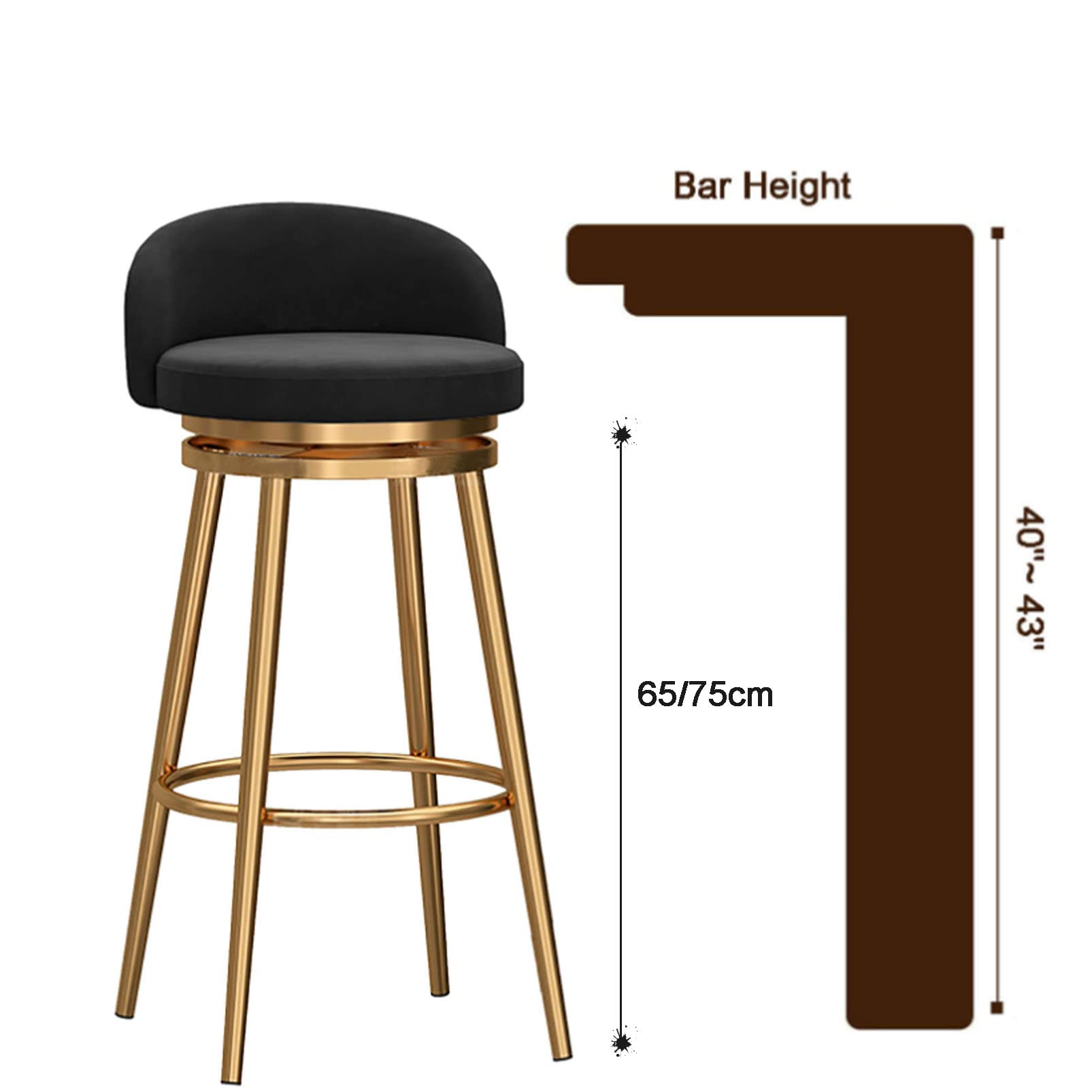 Adjustable Swivel Bar Stools with Back - 300 LBS Weight Capacity Velvet Counter Height Kitchen Island Stools for Dining Room, Bar, and Home Decor