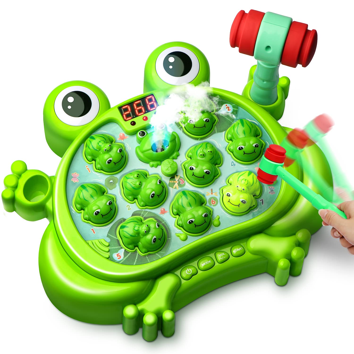 HopeRock Interactive Whack A Frog Game for Toddlers Age 2-5 - 5 Play Modes, 45 Levels with 9 Music & Light-up Effects - Early Learning Educational Toy for Boys & Girls - Perfect Birthday Gift for 2-4 Year Olds (Great for Sensory Development & Family Game Night)