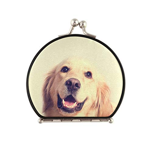 Portable Travel Makeup Mirror with 2x/1x Magnification - Cute Golden Retriever Design Double-Sided Compact Mirror for Women | Perfect for Purse, Pocket & On-the-Go Touch Ups (Home, Office, Travel, Gift)