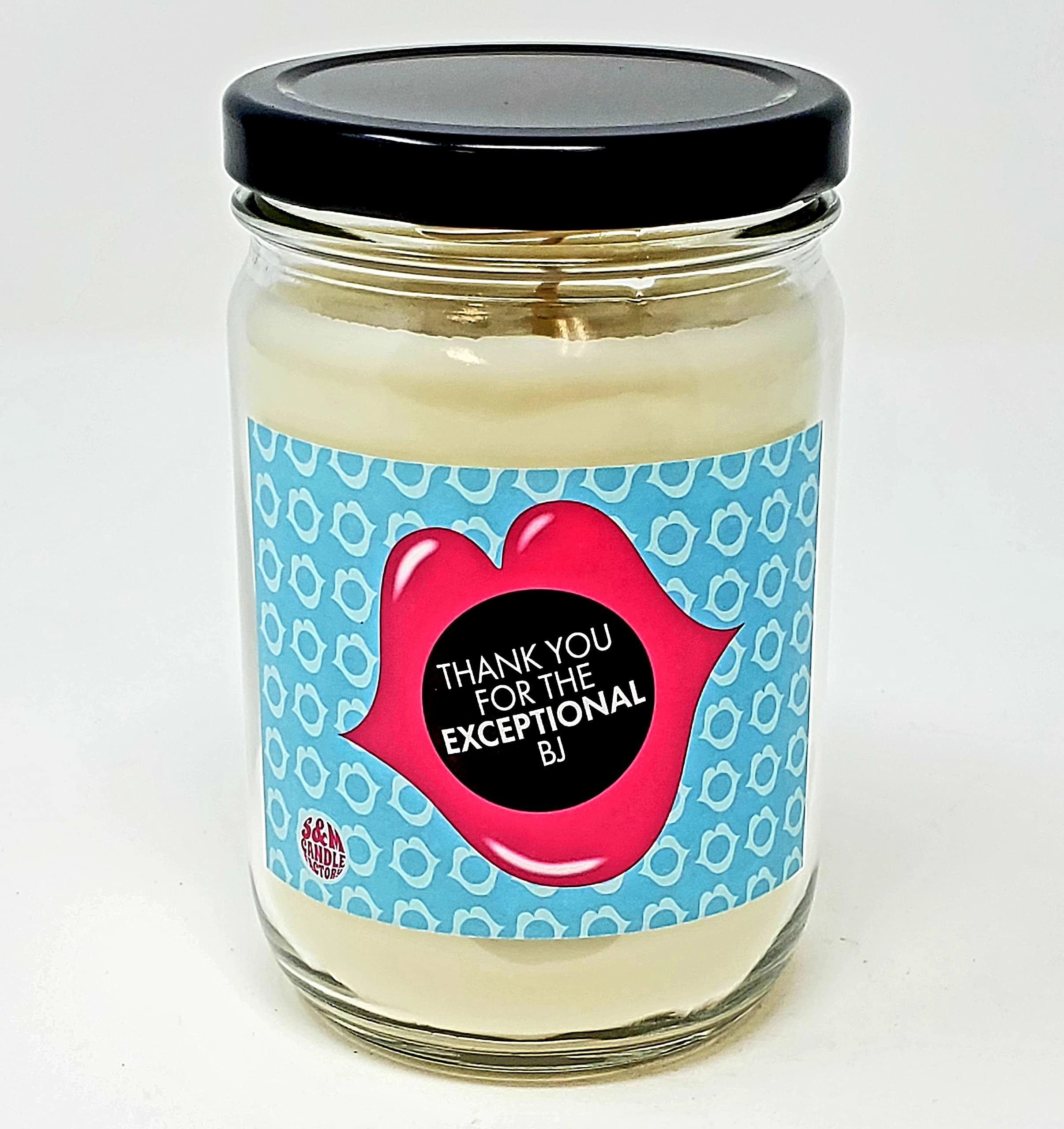 All Natural Premium Soy Wax Candle - Thank You Gift for Exceptional BJ - 12oz Glass Jar - Eco-Friendly, Hand-Poured - Perfect for Romantic Nights, Relaxation & Sensual Ambiance