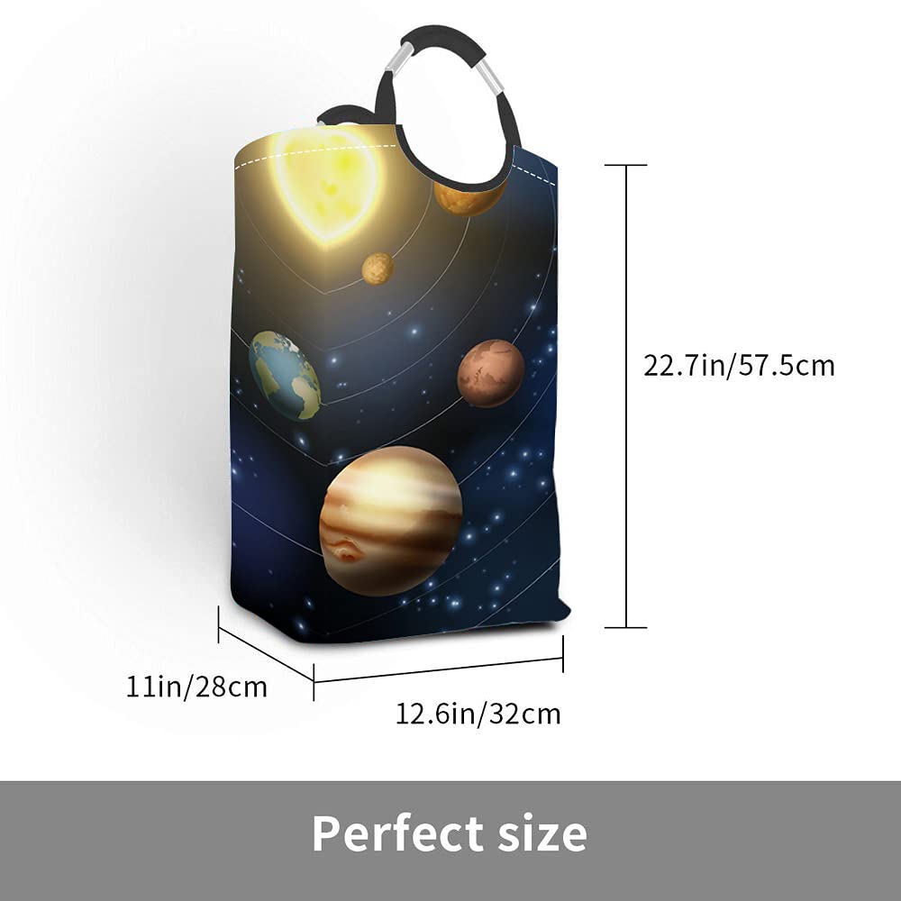Wondertify 3D Solar System Laundry Hamper - Space Themed Clothes Basket with Carry Handles for Kids Room, Bedroom & Dorm Organization - Perfect for Storing Toys, Clothes & Linens