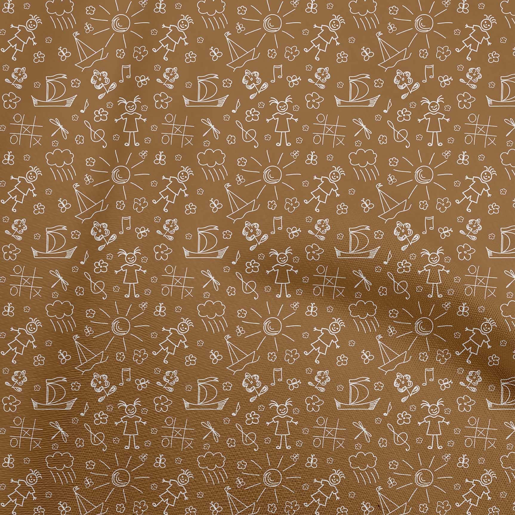 oneOone 100% Cotton Cambric Orange Fabric for Kids DIY Sewing - 42 Inch Wide Printed Doodle Fabric by The Yard - Perfect for Children's Clothing, Crafts & Home Decor Projects