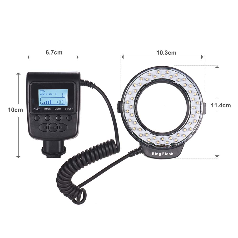 HUIOP HD-130 Macro LED Ring Flash Light with LCD Display | 3000-15000K Color Temperature | GN15 Power Control | Includes 3 Flash Diffusers & 8 Adapter Rings | Perfect for DSLR Camera Macro Photography, Product Shooting & Close-Up Portraits