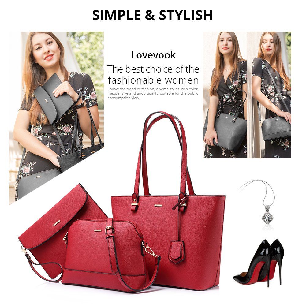 LOVEVOOK Women's Fashion Handbag Set - Tote, Shoulder & Top Handle Satchel Bags for Work, Travel & Daily Use | Stylish Purses & Accessories