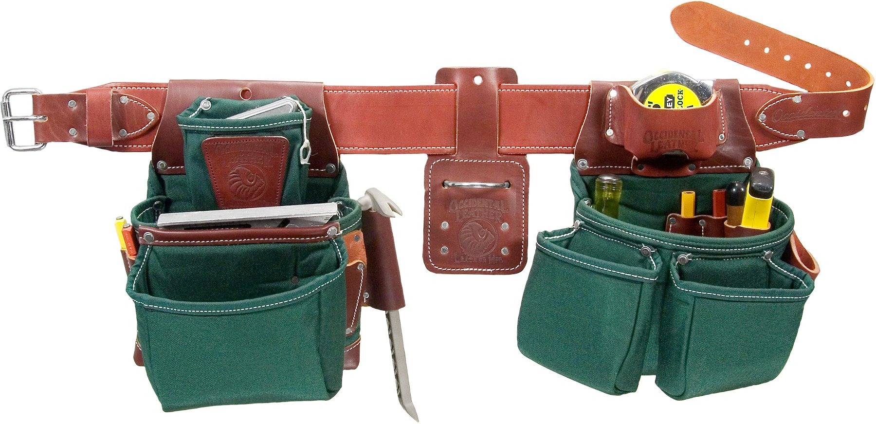 Occidental Leather 8080DB XXXL OxyLights™ Framer Tool Belt Set with Double Outer Bags - Durable Construction Work Belt for Carpenters & Contractors (Perfect for Framing, Roofing & Heavy-Duty Projects)