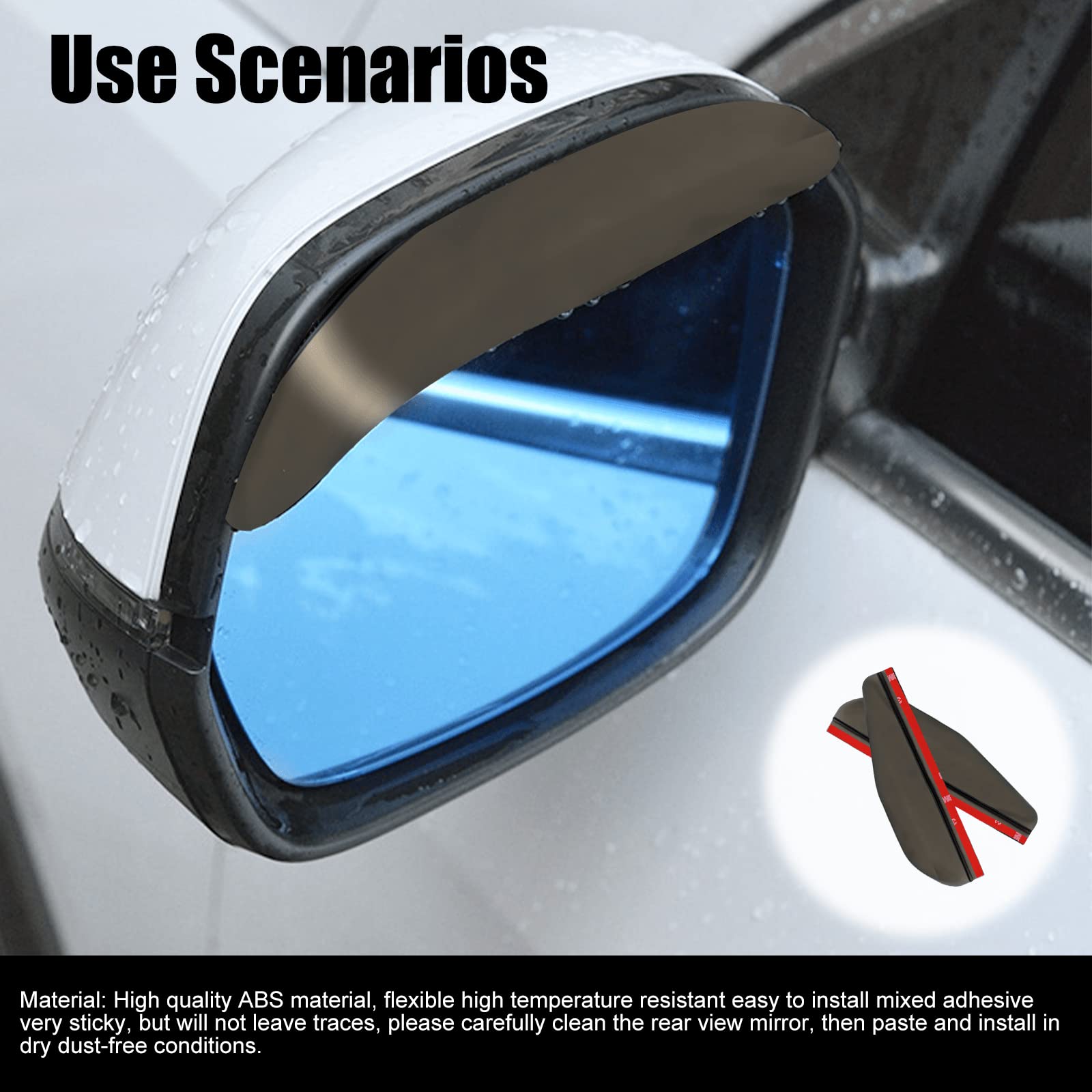 Carbon Fiber Car Mirror Rain Visors (2Pcs) - Universal Fit for Cars, Trucks & SUVs - Weather Protection for Driving