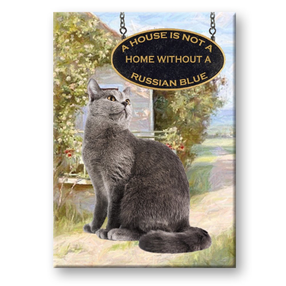 Russian Blue Cat Fridge Magnet - 'A House is Not a Home' Funny Kitchen Decor for Cat Lovers | Perfect for Refrigerators, Lockers & Office Spaces