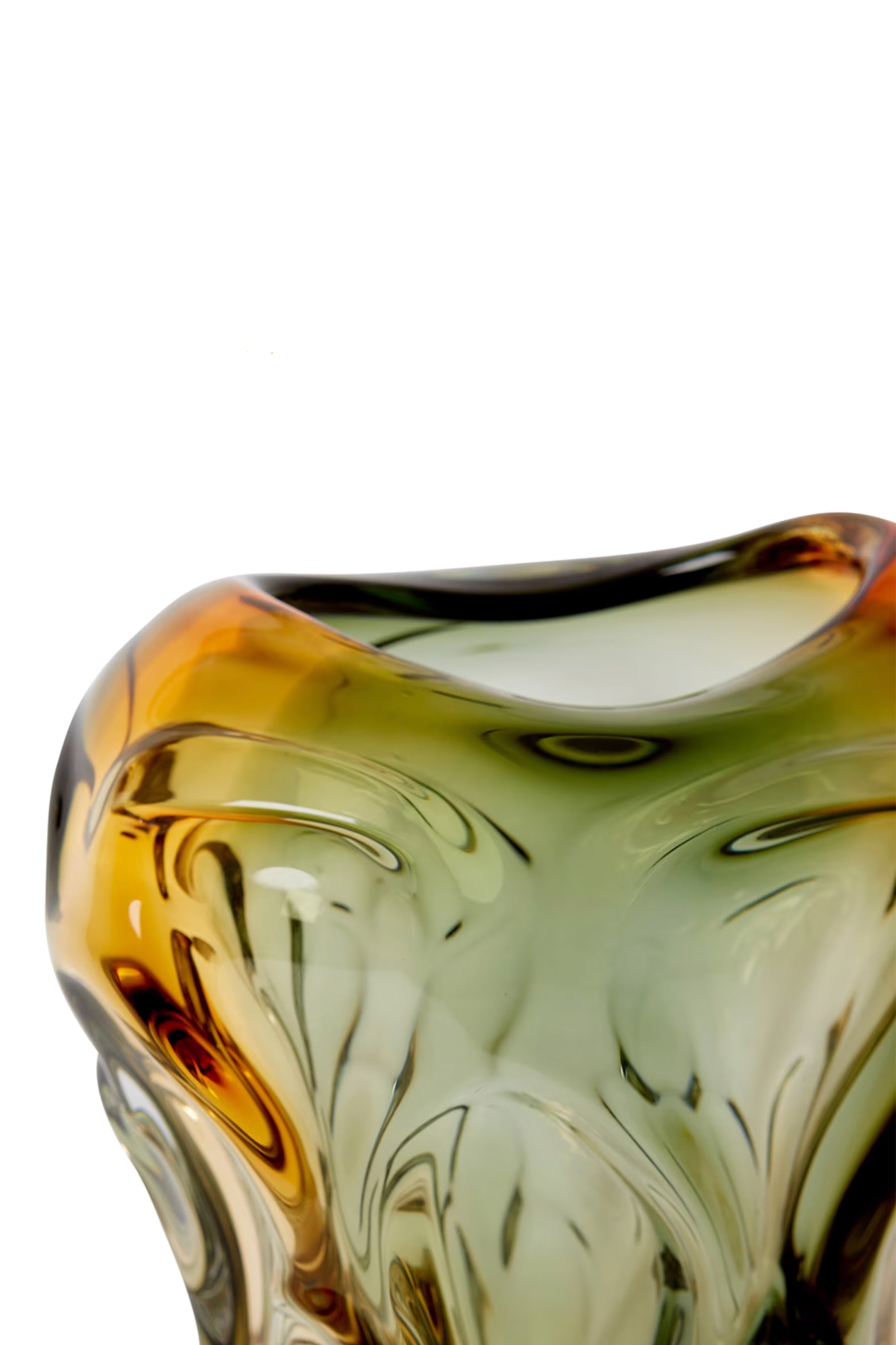 Husk Josiah Vase - Handcrafted Amber Glass Vase for Home Decor, Wedding Centerpiece & Floral Arrangement