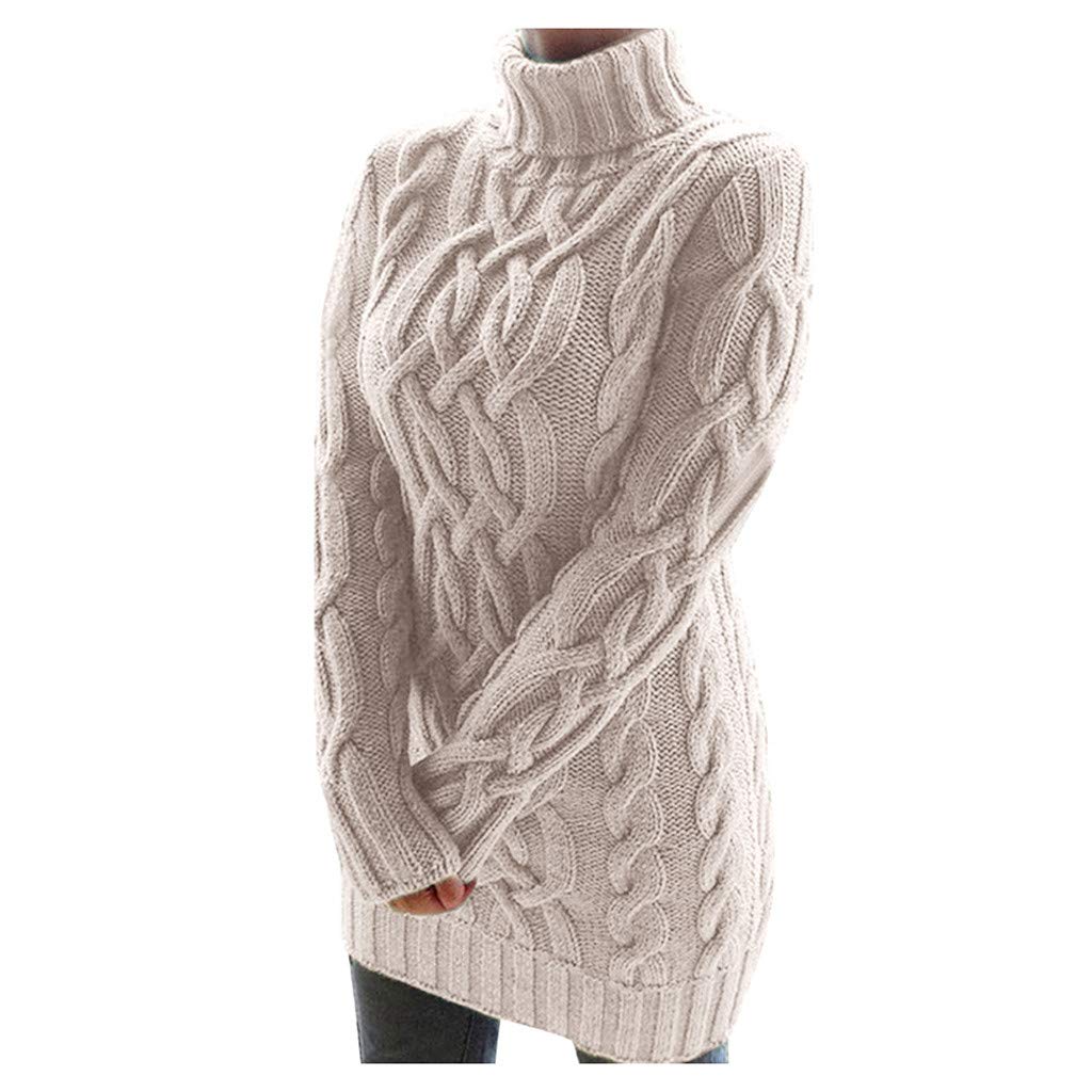 Women's Long Sleeve Turtleneck Winter Sweater Dress - High Waist Loose Pullover Jumper with Button Down Design | Cozy Outfit for Office, Date Night & Holiday Parties