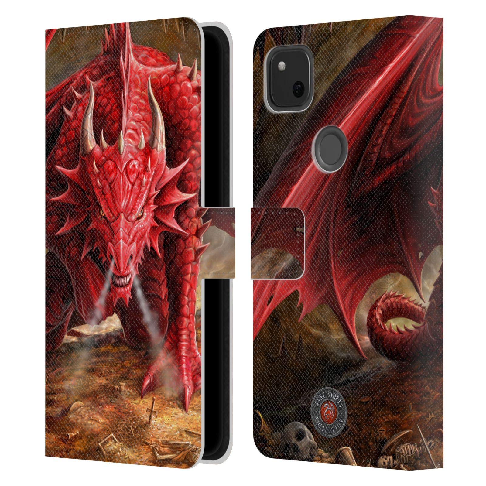 Anne Stokes Dragon Leather Wallet Case for Google Pixel 4a - Gothic Book Cover for Daily Use