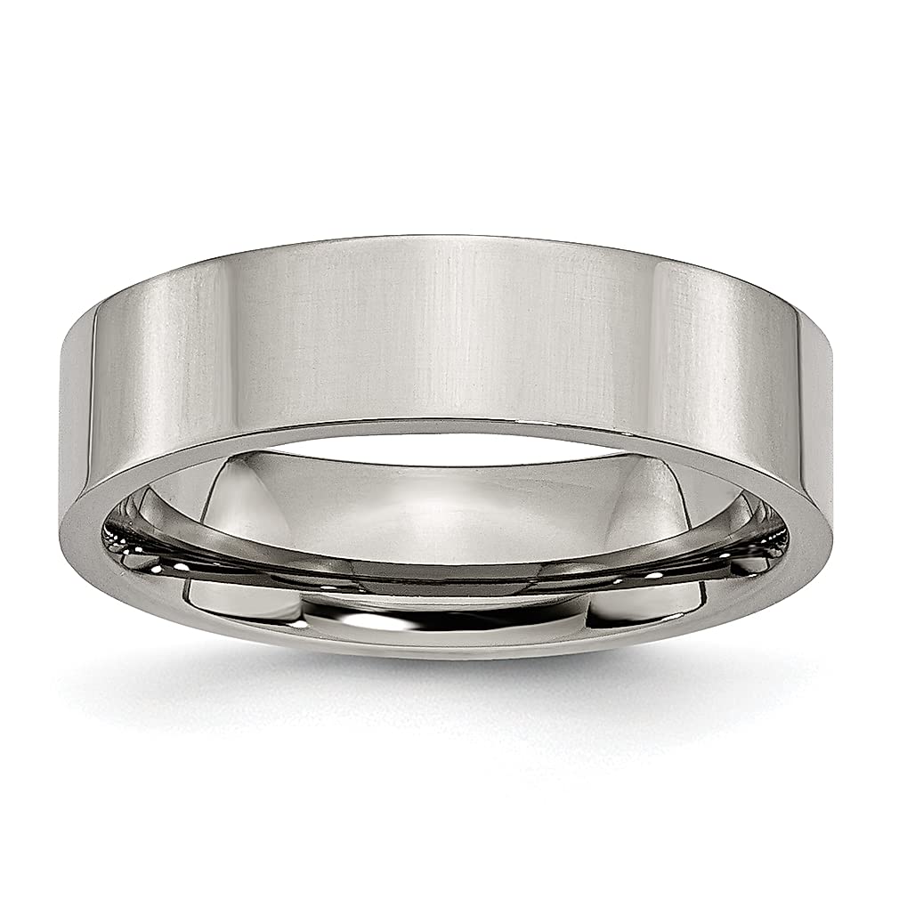 ICE CARATS 6mm Titanium Band Ring for Men - Classic Flat Wedding Ring, Durable & Hypoallergenic Jewelry Gift for Dad, Husband, Boyfriend - Perfect for Anniversaries, Engagements & Special Occasions