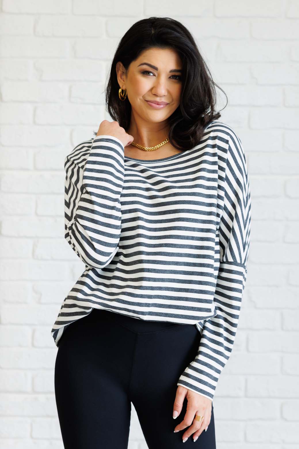 Obviously Mine Striped Oversized Top - Women's Fashion Loose Fit Long Sleeve Shirt for Casual Wear, Work & Weekend Outfits