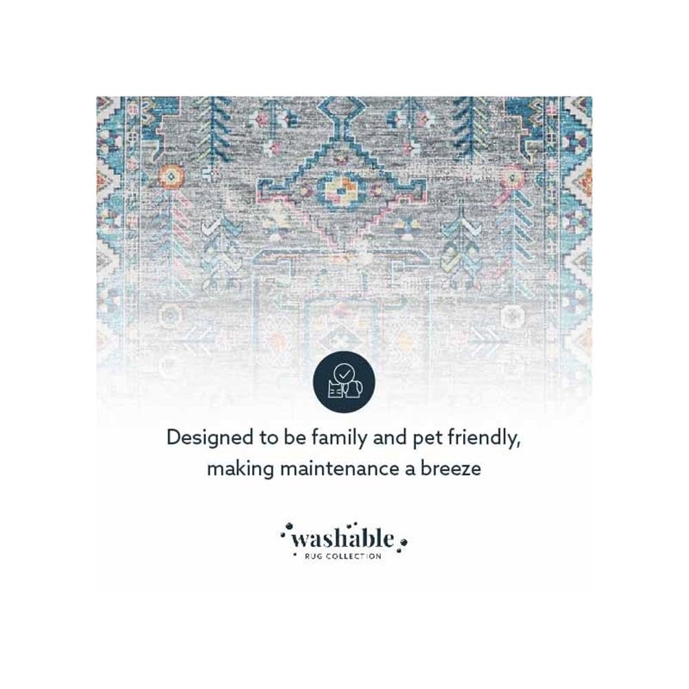 Washable 5'x7' Gray Polyester Transitional Rug - Perfect for Living Room, Bedroom & Office Decor