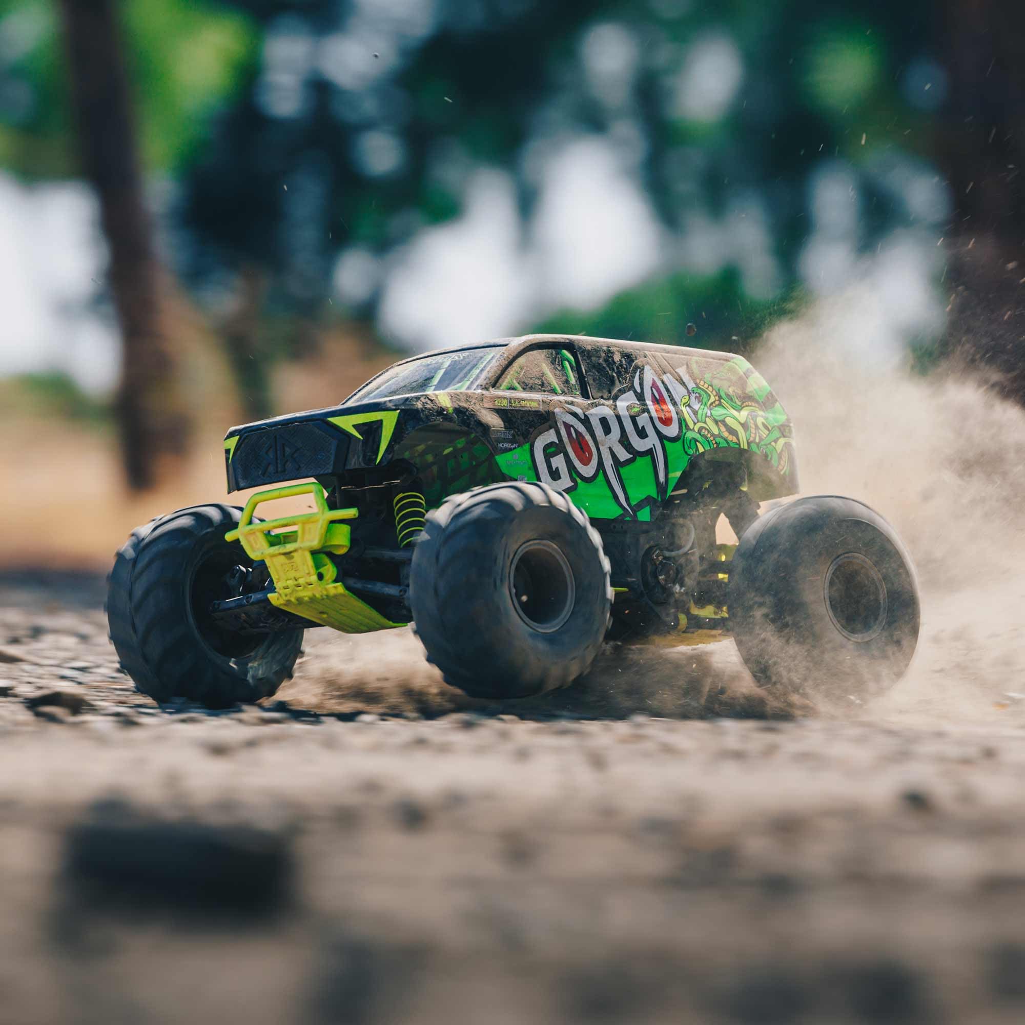 ARRMA Gorgon 1/10 Scale 2WD Monster Truck RTR (Ready-to-Run) with Battery & Charger - Smart 3300 7C S120 USB - Yellow ARA3230ST1 - Perfect for Off-Road Bashing, Backyard Racing & RC Hobby Enthusiasts
