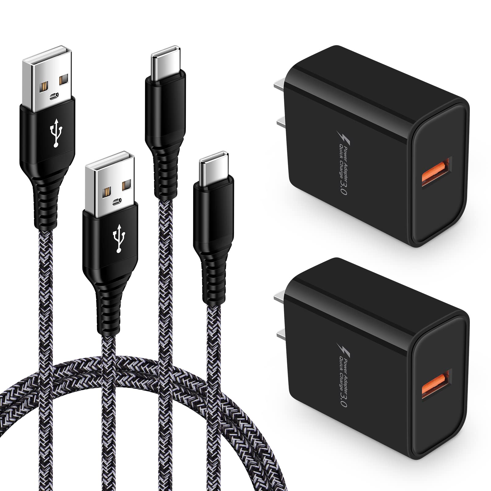 Fast Charging Android Phone Charger - 3A Power Adapter with 6FT/9FT Type C Cable for Samsung Galaxy S25/S24/A Series & iPhone 16/15 - Quick Charge for Home, Office & Travel