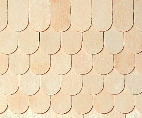 Unfinished Fishscale Shingles for Dollhouse Miniatures - DIY Craft Wooden Roof Tiles - Perfect for Dollhouse Roofing, Model Making, and Miniature Home Decor Projects
