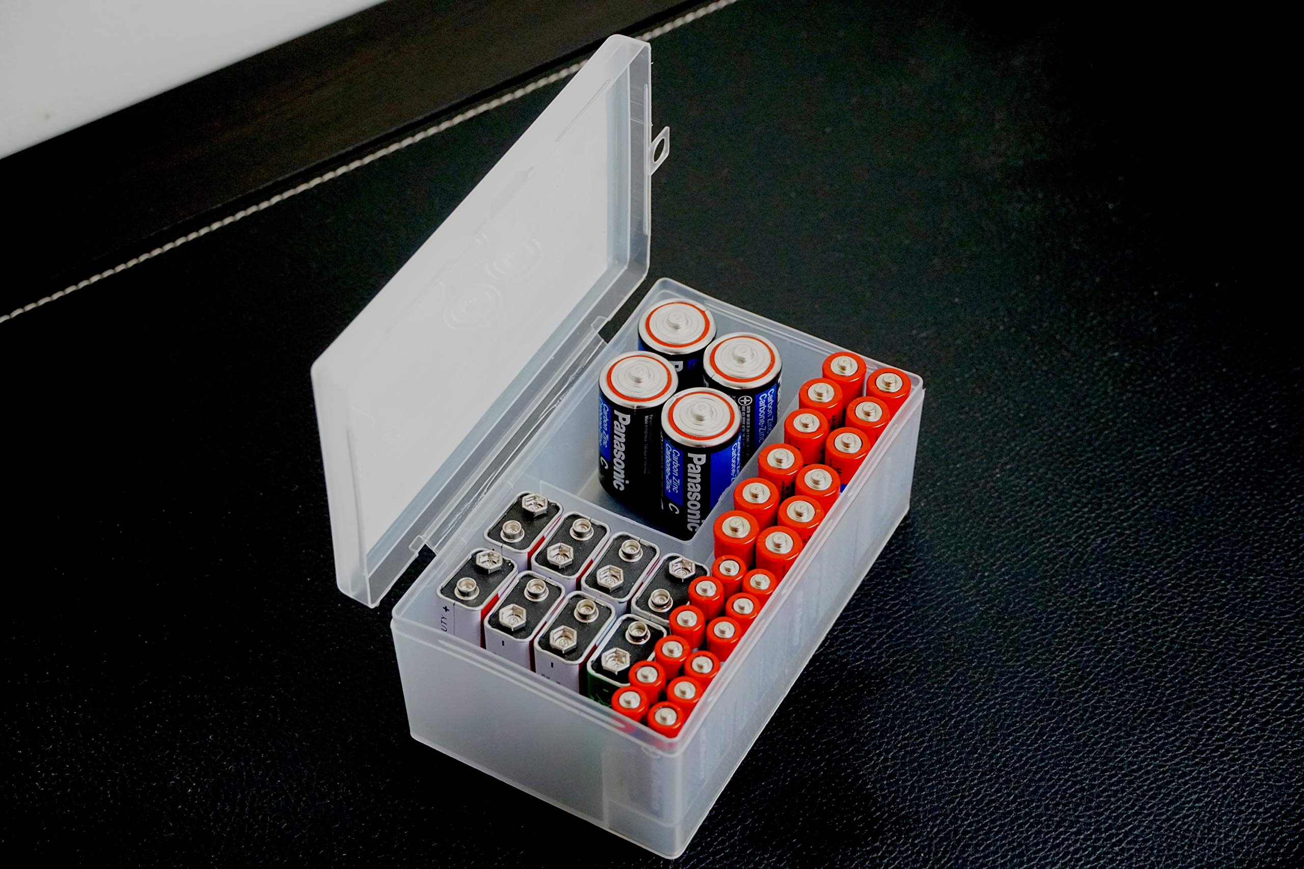Massca Battery Storage Organizer - 2 Pack Battery Case for AAA, AA, C, D Size Batteries | Holds 34 Batteries Per Case | Perfect for Home, Office, Garage & Travel Organization
